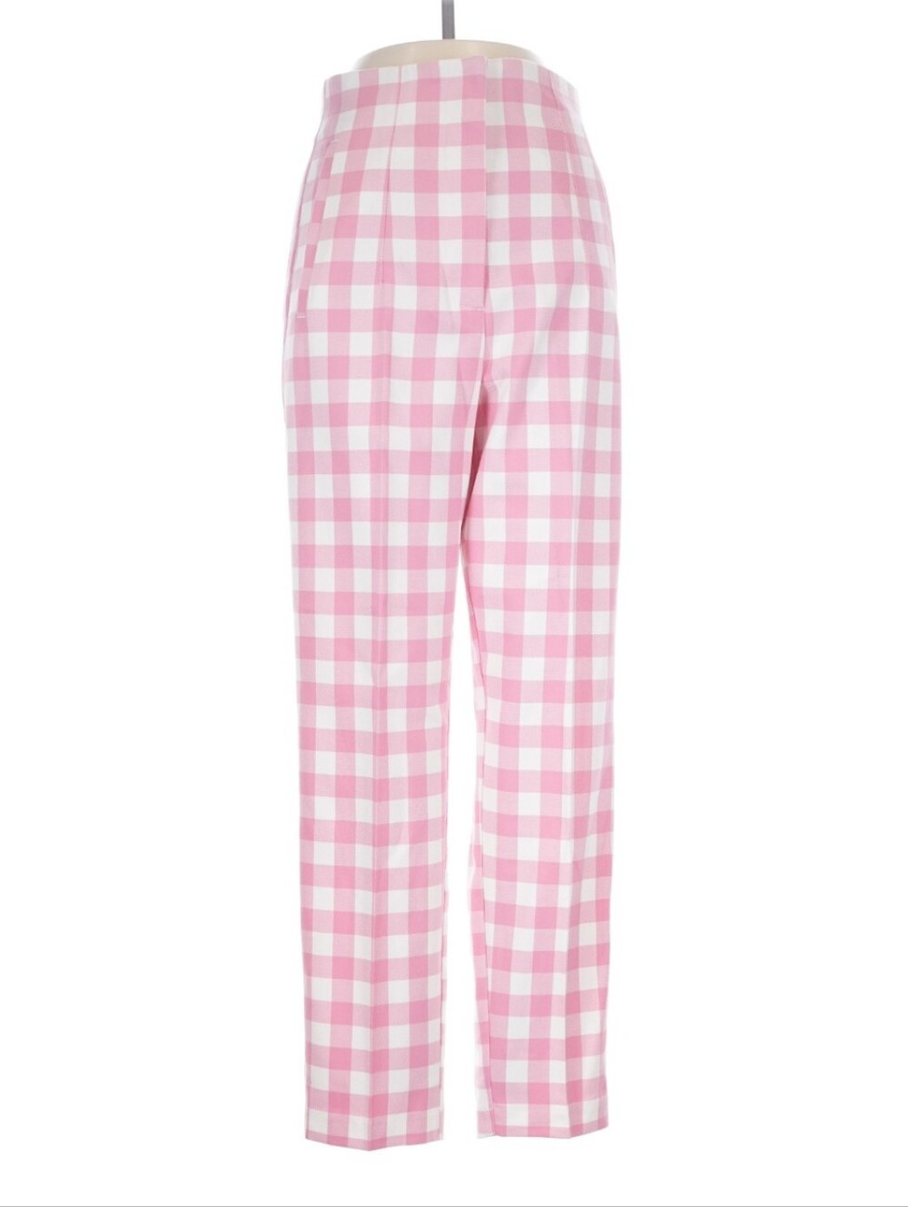 Zaea High-Waist Pink Gingham Straight-Leg Pants